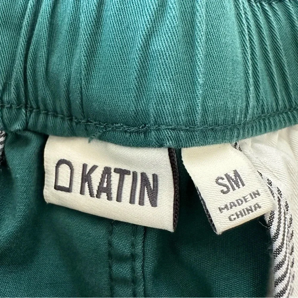 Katin Mens Small Dark Green‎ Cotton Pull On Shorts Surfing Casual Summer 8”